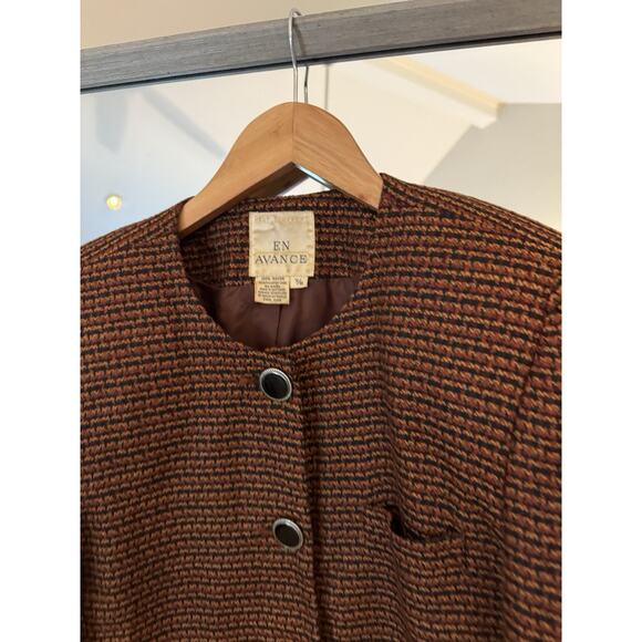 Vintage En Avance Burton Blazer Jacket Brown Black 80s 90s - Picture 3 of 6